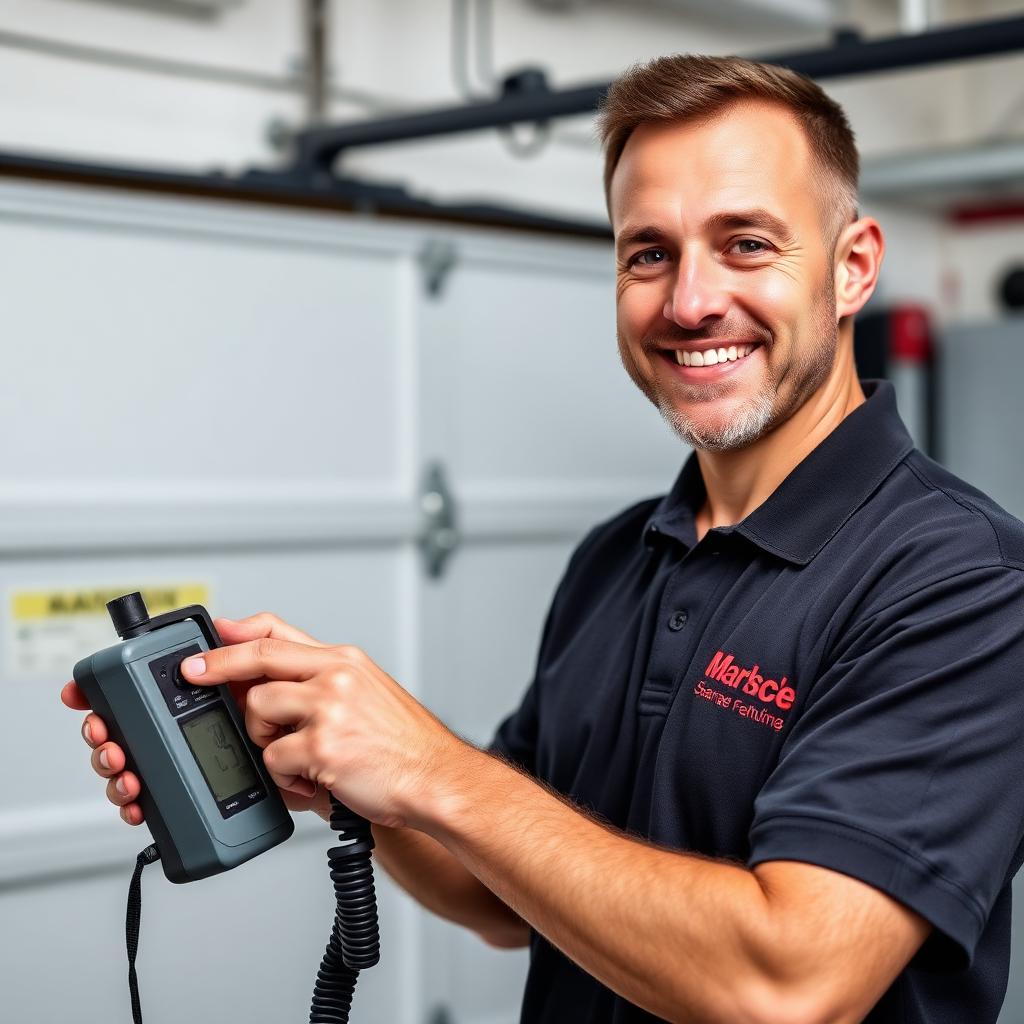 O'Brien Garage Doors technician testing garage door safety features